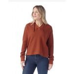 Smartwool  Hoodie Womens XS Waffle Knit Pecan Brown LS Merino Wool Blend Shirt Photo 8