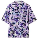 Art Dealer 100% Silk Purpal floral pearl button front blouse sz XS Purple Photo 0