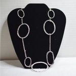 Source Unknown Retro Chic Engraved Oval Silvertone Link Chain 36 inch Single Strand Necklace Photo 0