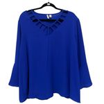 Cato Royal Blue V-neck Blouse with Bell Sleeves Photo 2
