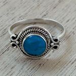 NEW 925 Sterling Silver Ladies Circle Cut Turquoise Ring Western Jewellery Blue Photo 3