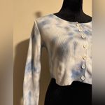 Handmade Brandy Melville Blue and White Tie Dye Button Down Long Photo 1