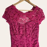 ML Monique Lhuillier Pink Cap Sleeve Lace Knee Length Sheath Dress Size 0 Photo 3