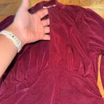 Lush Clothing Lush Burgundy‎ slinky Long Sleeve Top Ruched Mock Neck Womens large holiday Xmas Photo 1