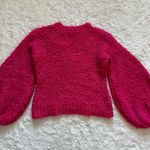 C/MEO COLLECTIVE Sweater Coco Knit Balloon Sleeve V-neck Wool Blend Hot Pink XS Photo 5