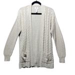 st. john's bay Cardigan Sweater Open Front Cable Knit Pockets Long Sleeve Size M Photo 0