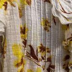 Free People One Size Small Naya Printed Floral Ruffle Sleeve Tie Bottom Hem Yellow Photo 1