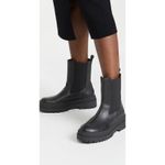 Good American  Black Faux Leather Chelsea Lug Sole Pull On Combat Boots 11 NEW Photo 2