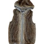 Y2k Faux fur furry hooded vest Gray Photo 5