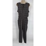 Max Studio Jumpsuit Womens XS Black Geometric Floral Print Polyester Pockets Photo 5