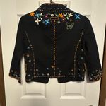 Moschino  Black Blazer with Colorful Floral Embroidery Photo 6