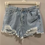 Princess Polly Anne Distressed Light Wash Denim Shorts Photo 4