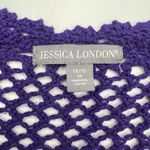 Jessica London Crochet Open Front Cardigan Purple Boho Photo 2