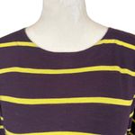 Loft Ann Taylor deep purple and yellow striped long sleeve top women's small Photo 4