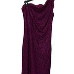 Tadashi Shoji Burgundy Purple Lace Cocktail One Shoulder Mini Dress Size 8 Photo 0