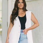 These Three Boutique  Oversized Sleeveless Blazer Vest - White Photo 0