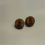 Wooden Tree Stud Earrings Brown Photo 1