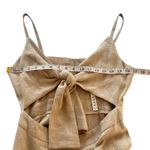 NWT Caara Linen Cotton Blend Midi Dress Cutout Tie Medium M Khaki Tan Event Photo 5