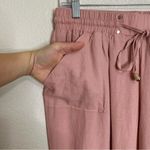 Ci Sono Linen Blend Pink Drawstring Wide Leg Pull On Pants, Sz Medium Photo 2