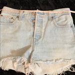 Levi's Levi Wedgie Distressed High Rise Shorts Frayed Hem Light Blue Denim Size 26 Photo 9