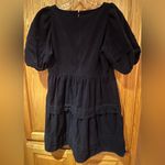 Madewell Corduroy Puff Sleeve Tiered Mini Dress in Deep Indigo Blue Size Small Photo 14