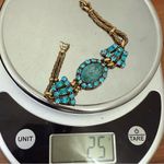Vintage Unsigned Art Deco Blue Rhinestone Aquamarine Center Rope Chain Bracelet Photo 12