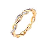 Boutique NEW 14k Gold Plated‎ S925 Simulated Diamond Twist Eternity Band Ring, Size 4 Photo 0