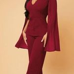 NEW Deep V Neck Split High Waist Jumpsuit Wide Leg Romper XL Red Photo 2