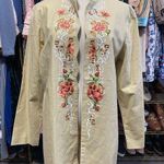 Look East Linen Blend Long Sleeve Shacket… Shirt Jacket. Size Medium Photo 0