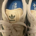 Adidas Women’s  Gazelle Ivory Sneakers with Dark Green Stripes, Size 7 Photo 6