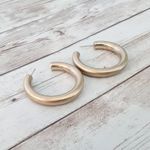 Vintage Earrings for Pierced Ears Tube Style Matte Gold Tone Large Photo 1