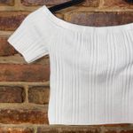 Aerie  Cream Ribbed Kni Short Sleeve Criss-Cross Crop Top Women's Size Small Photo 3