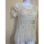 Vintage 90s Sweater Womens Cottagecore Grannie Square Crochet Style Fringe Size undefined Photo 8