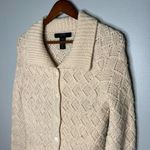 EXPRESS Vintage  womens cream & white button front cardigan Y2K alpaca size large Photo 8