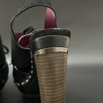 Coach  Poppy Rena Black Suede Slingback Wooden Heels Platform Sandals Size 5.5M Photo 8