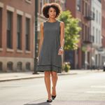 J.Jill Wearever XL Tiered Shift Midi Dress Black Geometric Casual Summer Stretch Photo 1