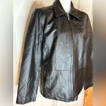 Apt. 9 Vtg black lambskin leather zip blazer jacket hand pockets lined stitch details L Photo 1