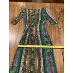 Etro 3/4 Sleeve multi color ruched geo knee length viscose cashmere dress 40 Green Size undefined Photo 8