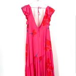 Free People She's A Waterfall Pink Floral VNeck Flutter Sleeve Wrap Maxi Dress Photo 9