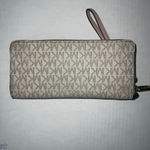 Michael Kors Jet Set Travel Wristlet Wallet Clutch Beige MK Logo Zip Around Photo 5