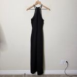 NBD NWT  Black Maxi Dress High Neck Lattice Cutout High Slit Womens Size S Photo 3