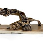 Vince Women's Morris Snakeskin Embossed Leather Thong Tan & Black Sandals Size 6 Photo 0