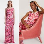 SALONI Pink Floral Leona High Slit Maxi Dress in Ammonite Rose Size 2 Photo 4
