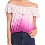 Free People Pink Bare shoulder flutter top Photo 0