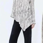 ZARA Snake Skin Print Asymmetric Shirt Blouse Long Sleeve Button-Down Top XS Photo 0