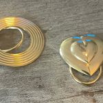 American Vintage Set of Vintage Scarf Clips, Gold Tone Heart and Circle Design Photo 0
