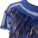 Ashley Stewart NEW Sexy Flirty navy blue feather front short sleeve night gown lingerie lounge Photo 12