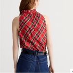 J.Crew Ruffleneck sleeveless cotton poplin top in Good Tidings plaid sz 3x Photo 1