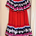 Kate Spade  New York, Geo Border Printed Pleated Dress, Red Strapless, Flowy, 6 Photo 3