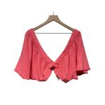 Aerie Pool To Party Cover Up Flutter Sleeve Cropped Shirt Sz M Gauze Pink Beach Photo 2